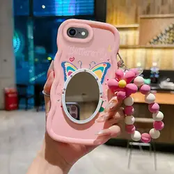 3 - Piece Cartoon Butterfly Phone Case Set with Lanyard and Stand - iPhone 15 (Pink)