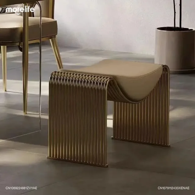 Poggiapiedi per corridoio italiano Panca per trucco ottomana Sgabelli per ospiti di design in acciaio inossidabile Sgabello per cambio scarpe Mobili FS+ 5