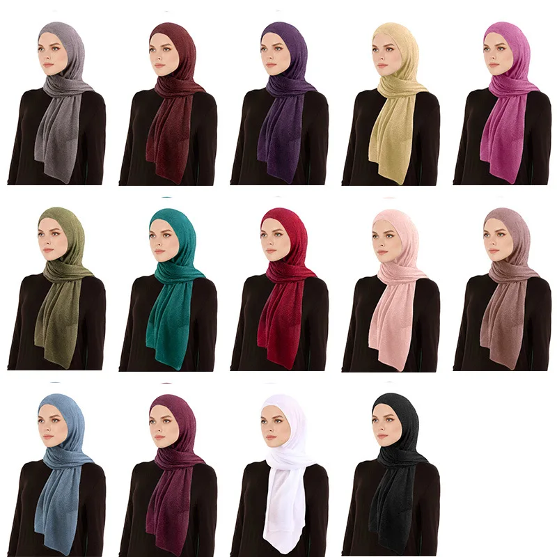 

Little Crinkle Chiffon Hijab Solid Plain Scarf High Quality Premium Malaysian Women's Scarves Hijabs Long Shawl Muslim Headscarf