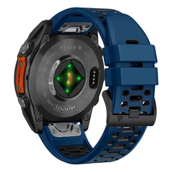 Breathable Sport Silicone Band - QuickFit Watch Strap for Garmin Fenix & Enduro (Blue Black)