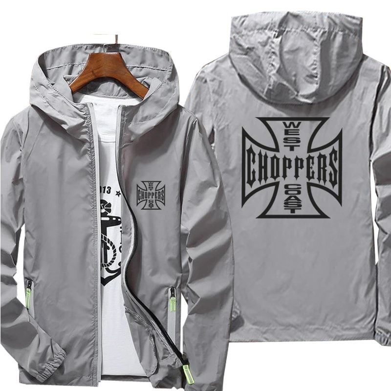 Mens West Coast Choppers Windbreaker Zipper Sports Pilot Thin Reflective Sunscreen Skin Ultra Light Jacket Coat Plus Size 7XL