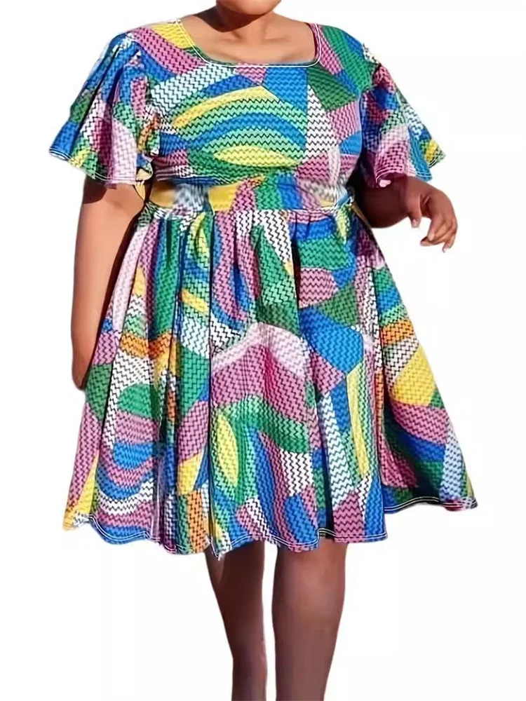 Wmstar Plus Size Dresses for Women Clothing 5xl Batwing Short Sleeve Sweet Midi Dress New Summer Holiday Wholesale Dropshipping