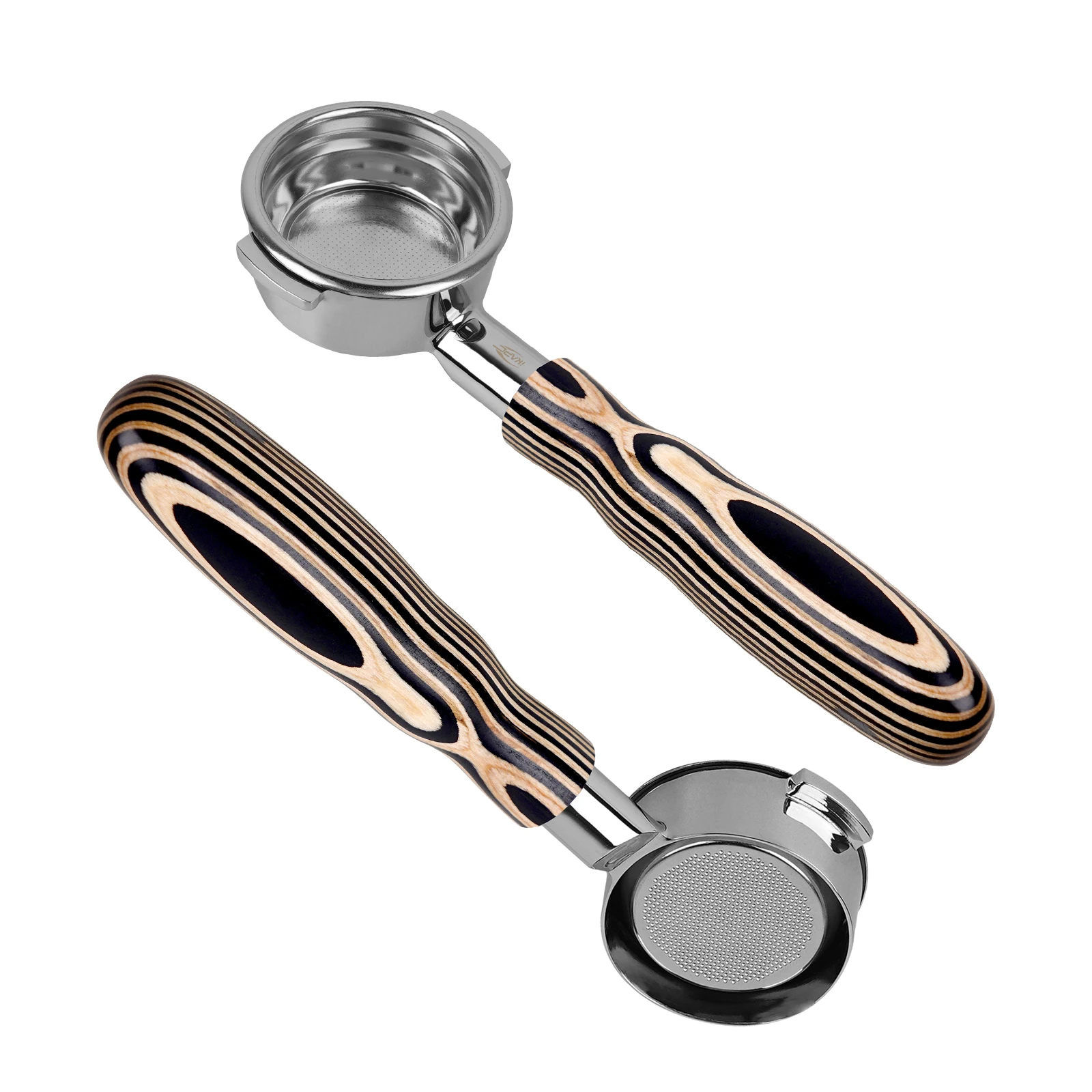 Ikape Portafiltro Senza Fondo Per Delonghi/Barsetto/Berivlle/Lamarzocco/Flair58/Ecm/Lelit/Wega Manico In Legno Colorato 51/54/58Mm