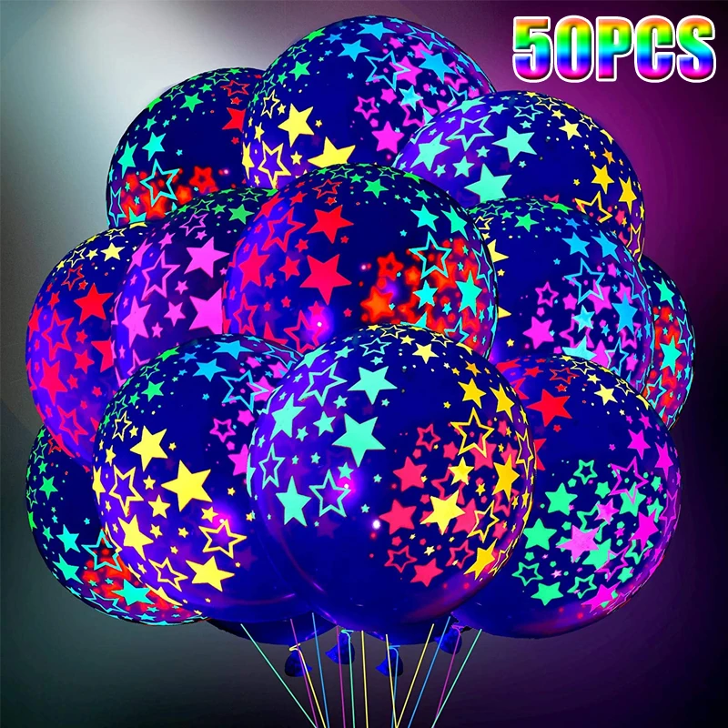 

50/10PCS 12 In Fluorescent Balloon Dots Love Heart Star Latex Balloons Happy Birthday Wedding Party Decorations Children Gift