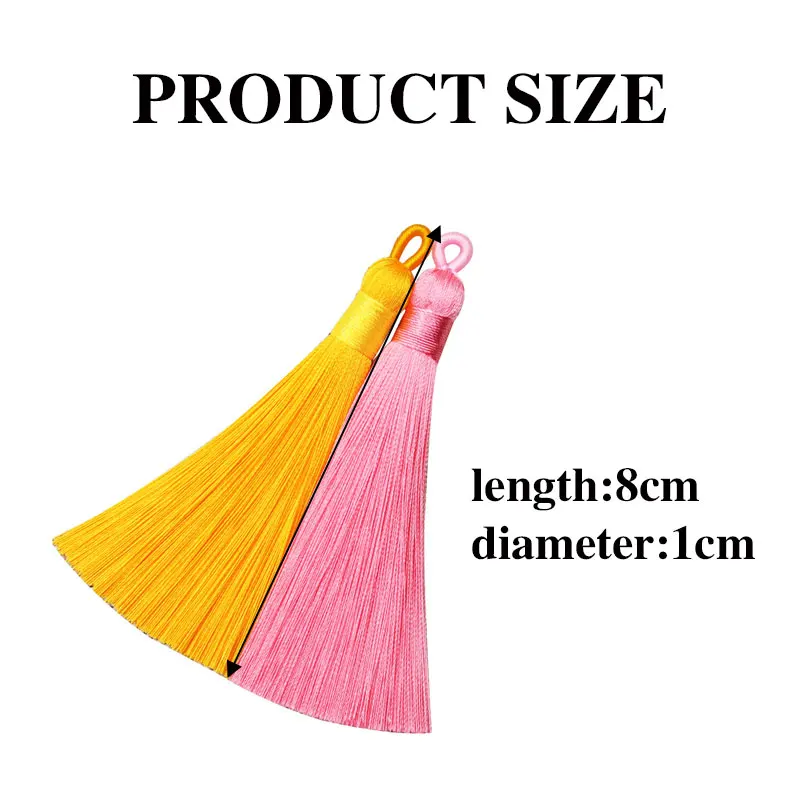 5/10Pcs 8cm 실크 태슬 수직 태슬, DIY DIY 공예 홈 재봉 커튼 액세서리용 걸이 루프 브러시 귀걸이 참 포함