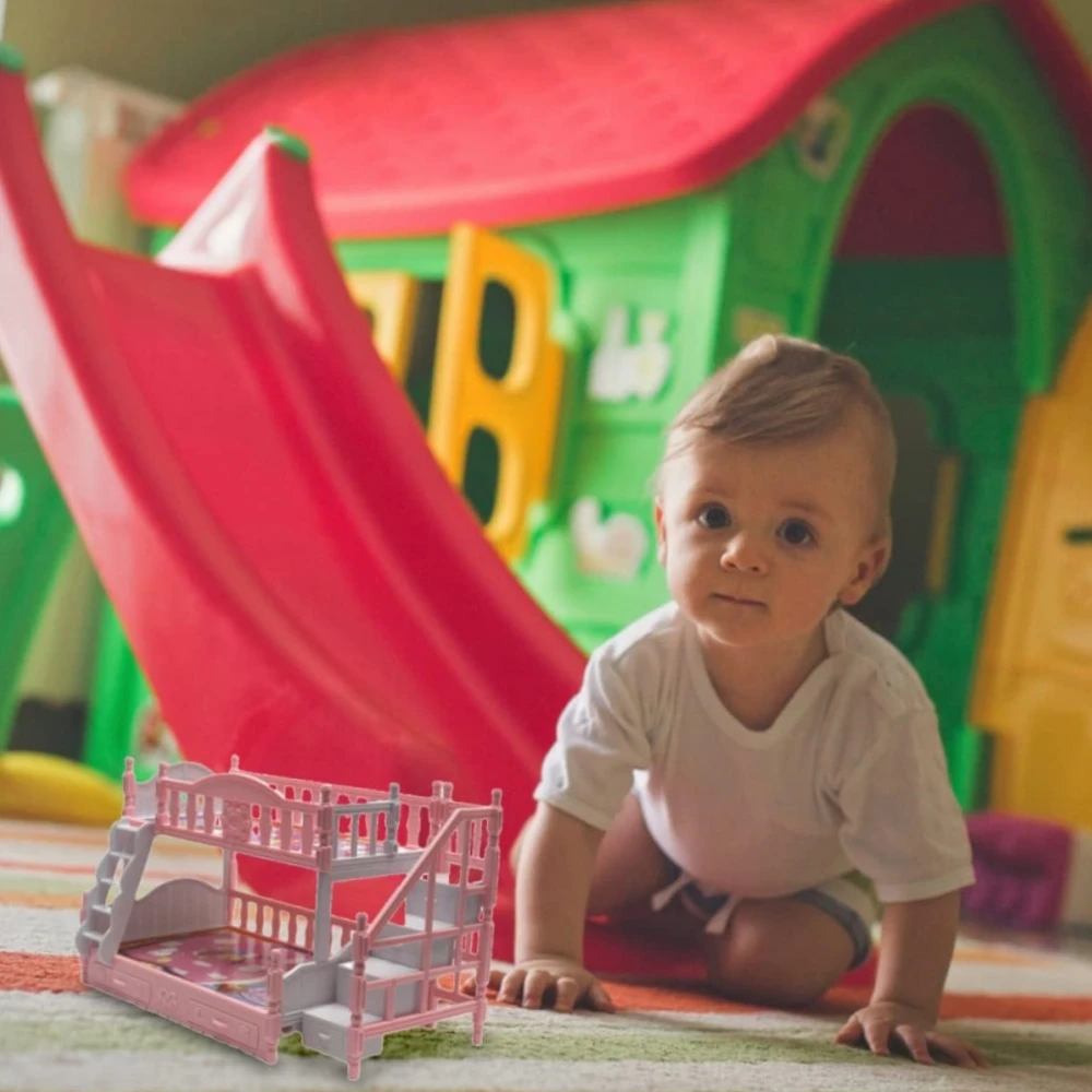 Double Princess Bed Play House Accessories Included Large Size Double-decker Princess Bed 1/12 Furniture  Bed Toy Accessories 5