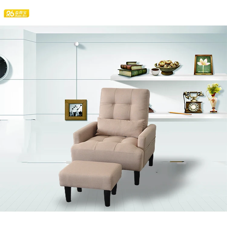 Redde Boo leisure brown fabric living room furniture lazy sofa folding recliner chair with ottoman Ships from USA 9149 4