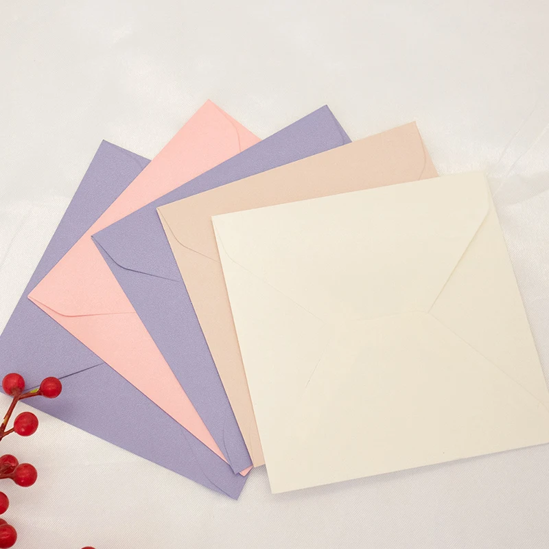 50pcs Envelope Small Business Supplies 250g Paper 11.8x11.8cm Postcard Giftbox Message Packaging Invitations Wedding Stationery