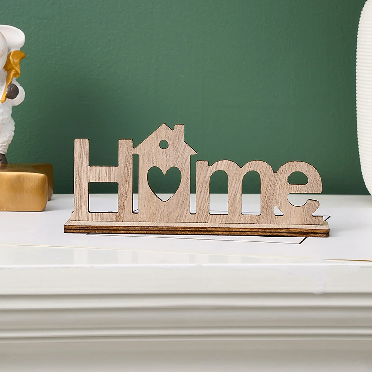 1PC, modern wooden hollowed-out heart-shaped letter decorative item, modern simple and warm home decoration desktop item