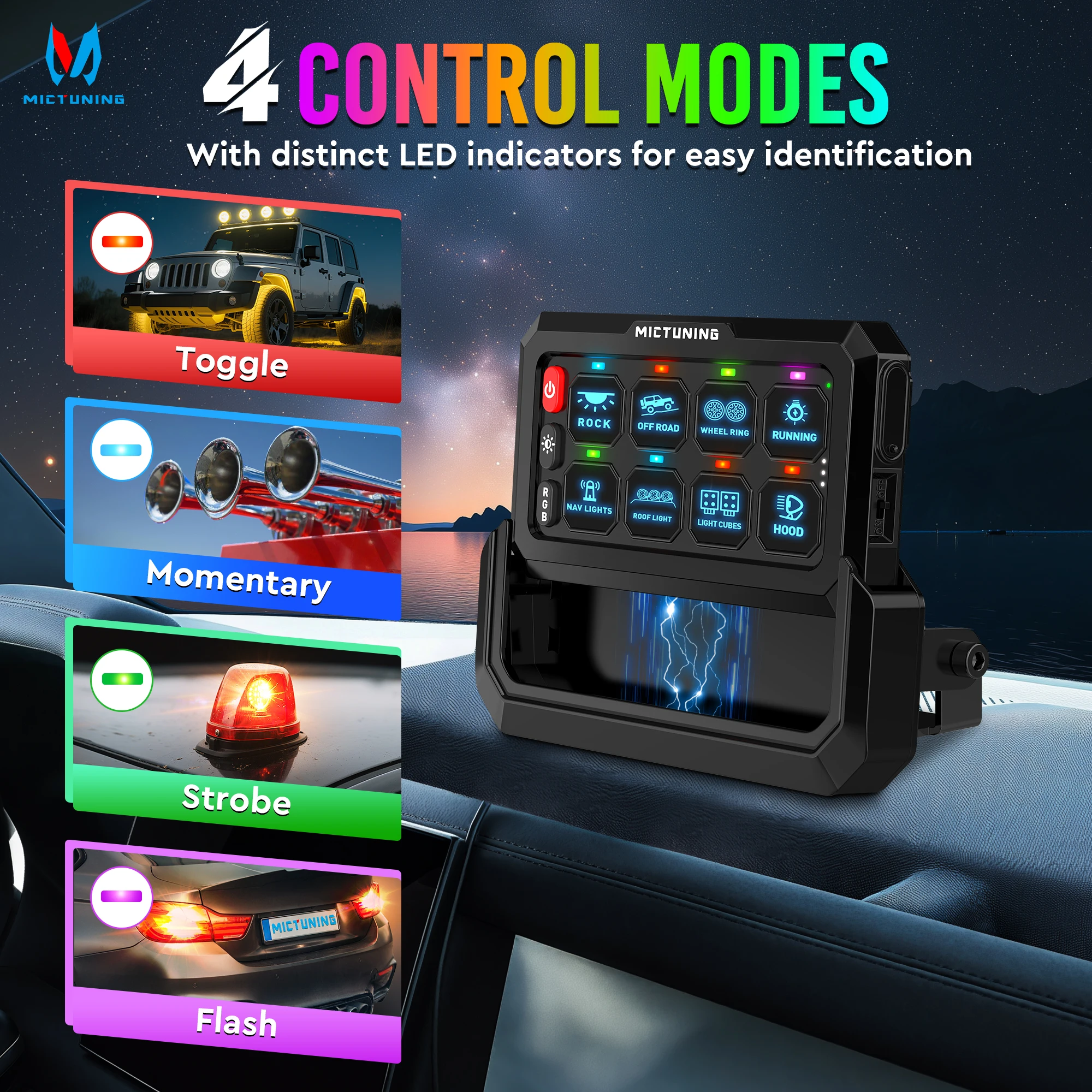 Remote Control Switch Panel Rcsp Idt Multi Switch Panel MICTUNING Wireless 8-Gang Switch Panel Remote ...