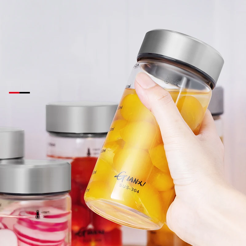 GIANXI Fruit Glass Jar Yellow Peach Wine Storage Jar Honey Bottle bird's Nest Vacuum Sealed Food Grade Pickle