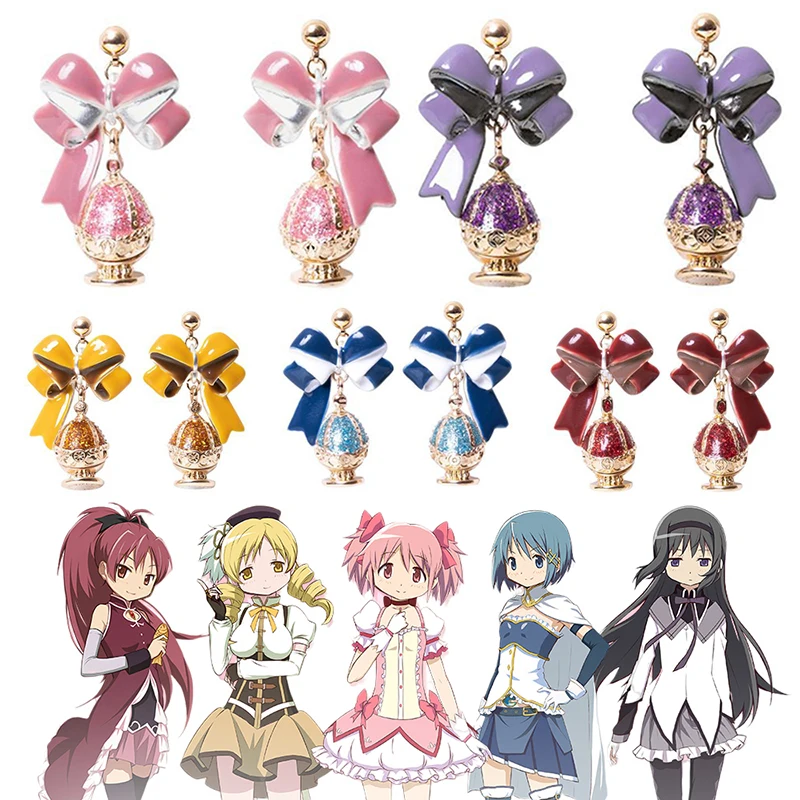 

Аниме Puella Magi Madoka Magica Kaname Madoka Soul Gem Косплей клипса для ушей Akemi Homura серьги для девочек Подвесные серьги ювелирные изделия в подарок