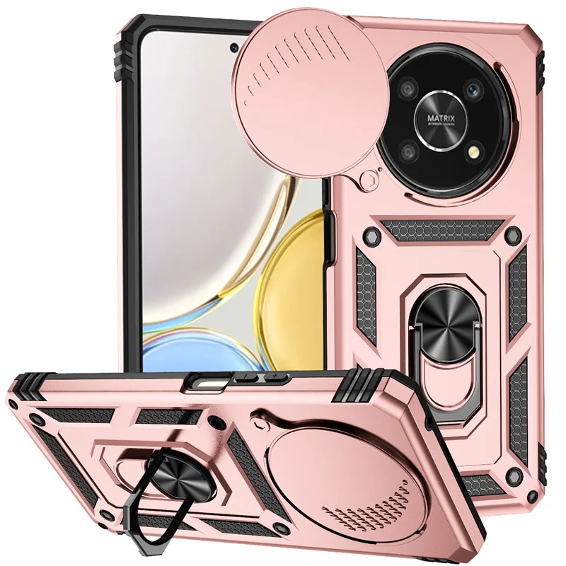Shockproof Armor Ring Phone Case with Lens Protection for Honor Magic4 Lite 5G and X9