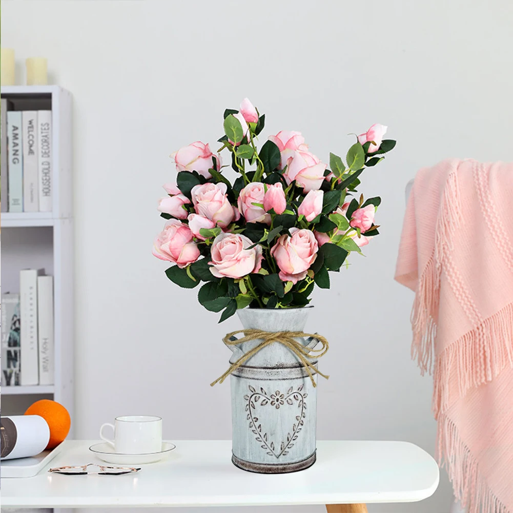 Home Plants Flowers Branch Potted Retro Shabby Chic Flower Jug Holder Metal Flower Arrangements Home Decoration 6