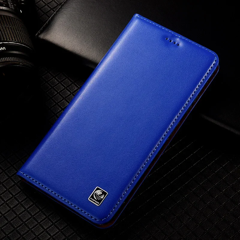 Luxury Cowhide Genuine Leather Wallet Case with Napa Texture and Magnetic Closure