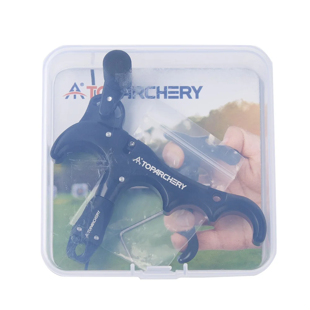 MILAEM Tir à Arc Arc Compound Release Aid Réglable Trigger 4 Doigts Finger Aide à la Libération Déclencheur Étrier de poignée Accessoire pour Chasse (Noir