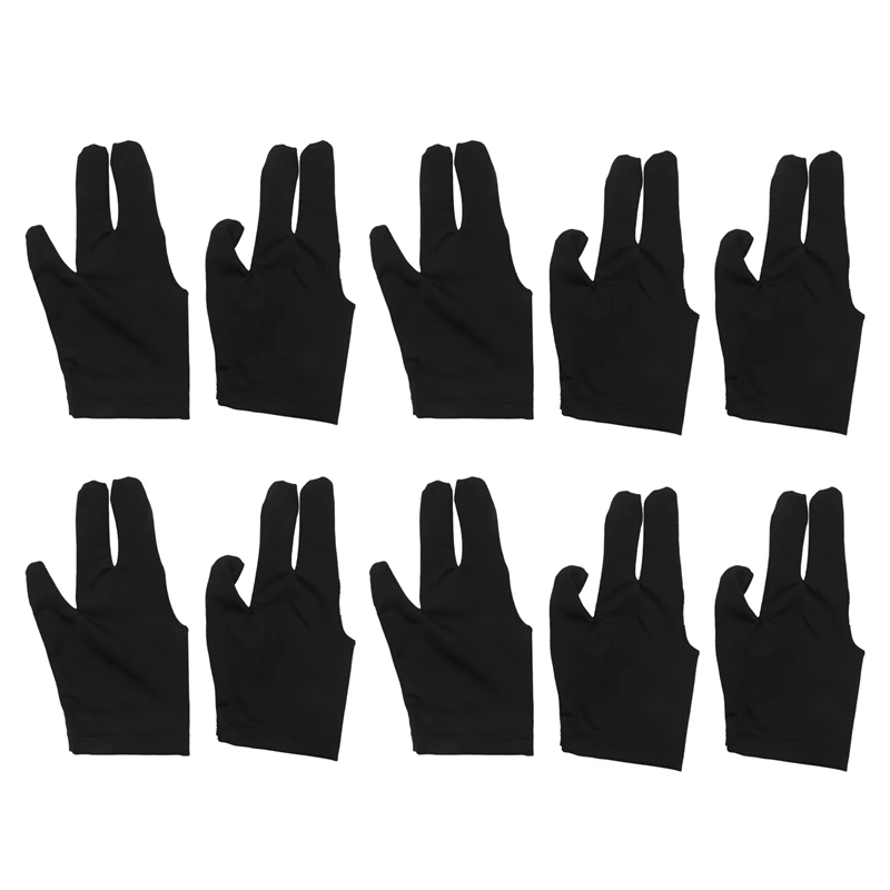 

10Pcs Billiard Gloves 3 Fingers Left And Right Hand Glove Snooker Cue Pool Gloves