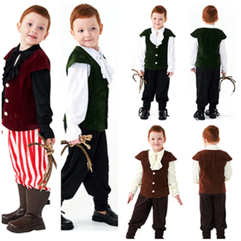 

Kids Medieval Pirate Costume Children Fantasy Knight Cosplay Stage Performace Clothes Outfits Halloween Carnival Party Suit