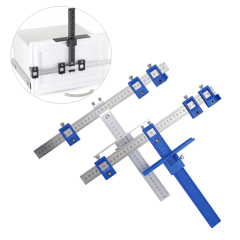 Cabinet Hardware Jig Tool - Drill Template Guide for Door and Drawer Handle + Knob + Pull Woodworking Tools