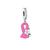 Fit Original Pan Charms Bracelet 925 Silver You Will Not Walk Alone Pink Ribbon Breast Cancer Flip Flop Bead For Making Berloque 5
