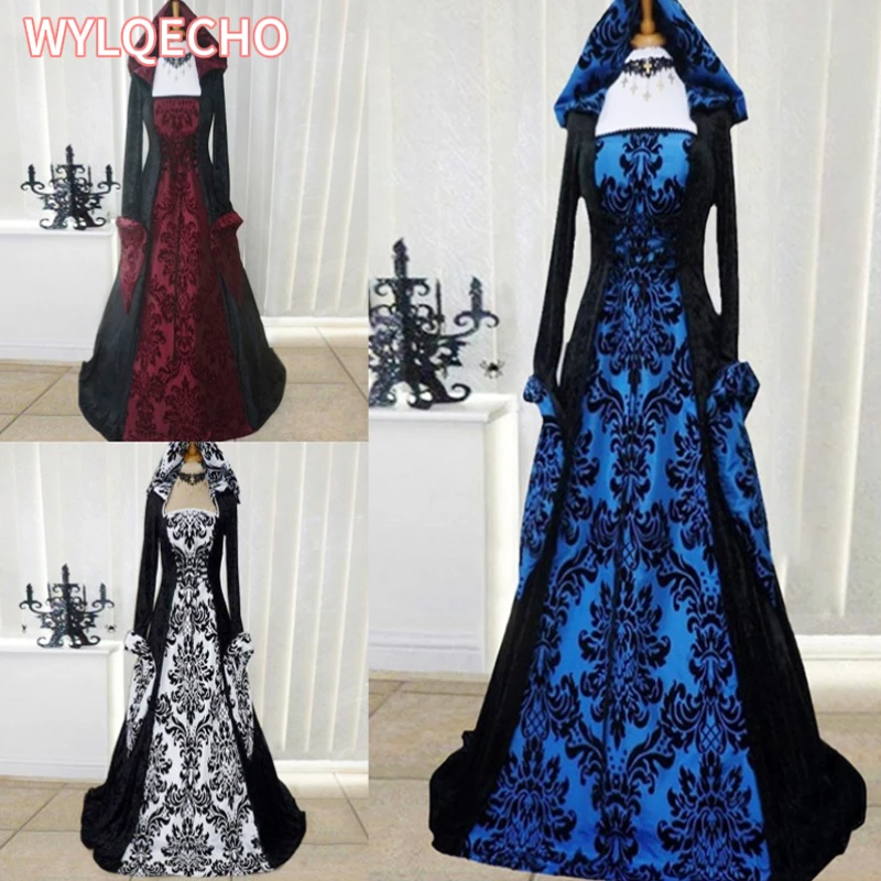 Halloween Costume Witch Medieval Dress Women Adult Large Size Scary Cosplay Gothic New Wizard Halloween Costumes for Women
