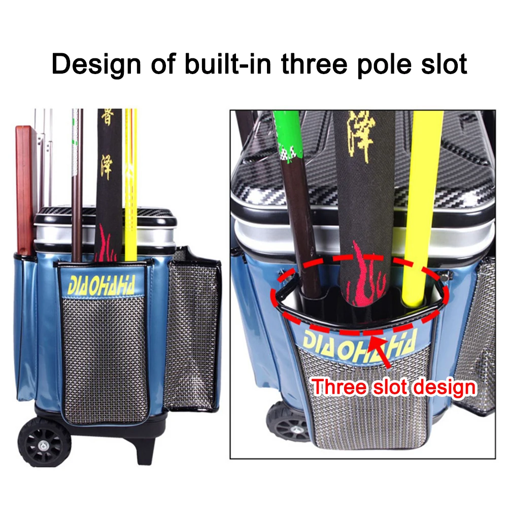 Luxury Fish Box PU Aluminum Alloy Portable fishing Trolley box