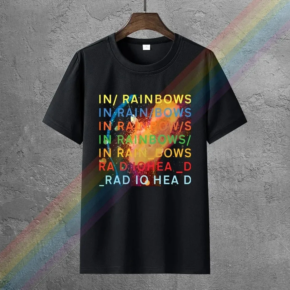 Radiohead in Radiohead Rainbows Rock Radiohead 블랙 티셔츠, S-5Xl 남성용 코튼 티셔츠, 일반 패션 
