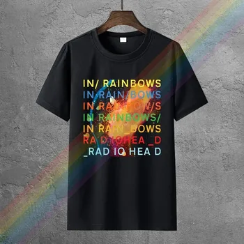 Radiohead in Radiohead Rainbows Rock Radiohead 블랙 티셔츠, S-5Xl 남성용 코튼 티셔츠, 일반 패션
