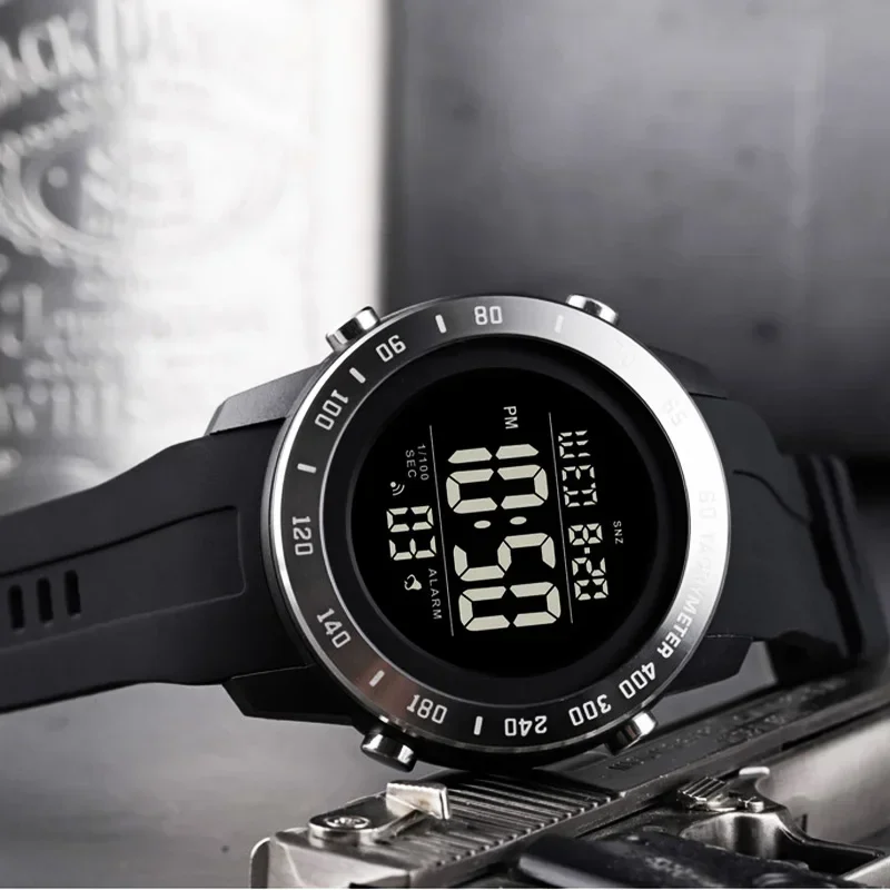 SKMEI 1524 For Mens Waterproof Chrono Count Down Male Hour montre homme Big Dial Sport Men Watch 2 Time LED Digital Wristwatches 4