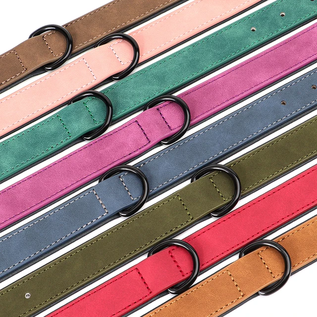 PU Leather Dog Collar Soft Padded Dog Collars Necklace Adjustable Pet Necklace For Small Medium Large Dogs Pitbull Labrador Pug 4