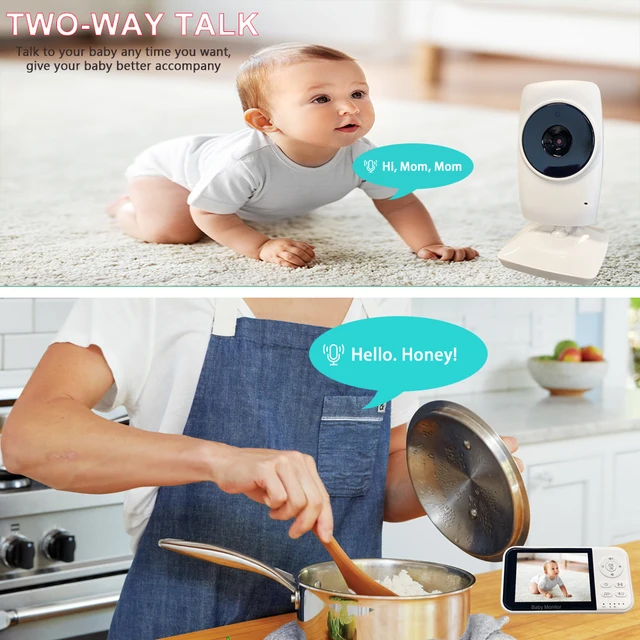 3.2'' Baby Monitor with Camera and Audio, Infrared Night Vision, Temperature Monitoring, Two-Way Talk, Lullabies, 1000ft Range 5