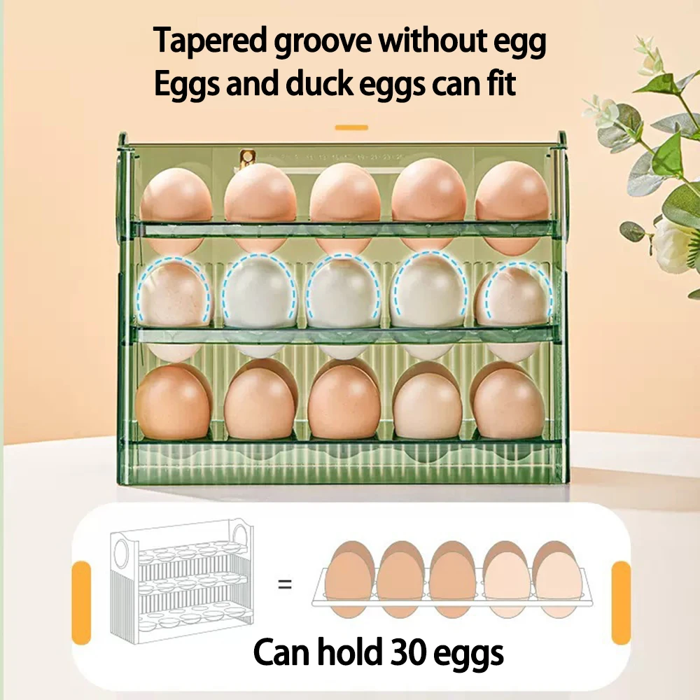 Large Capacity Egg Storage Box - Portable Multi-Layer Egg Organizer with Auto OpeningClosing