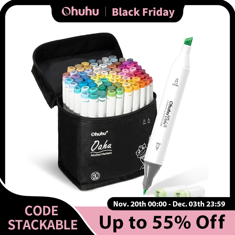オフーフ　Ohuhu マーカーセット オーフー オアフ マーカーペン アルコールアートマーカー カラー