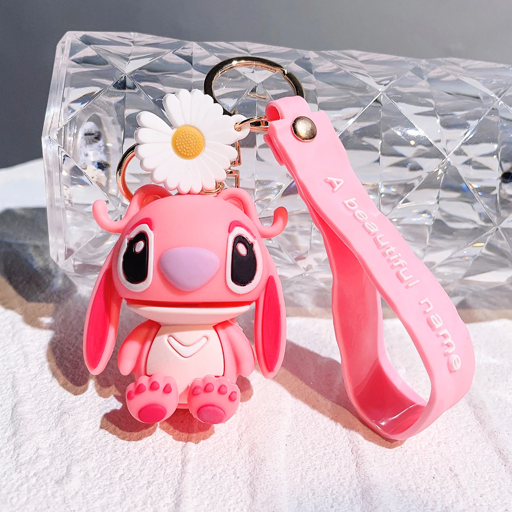 Cute Stitch Silica Gel Keychains Cartoon Lilo & Stitch Anime Keyholder  Disney Pendant Keyrings for Bag Hanging Jewelry Gifts