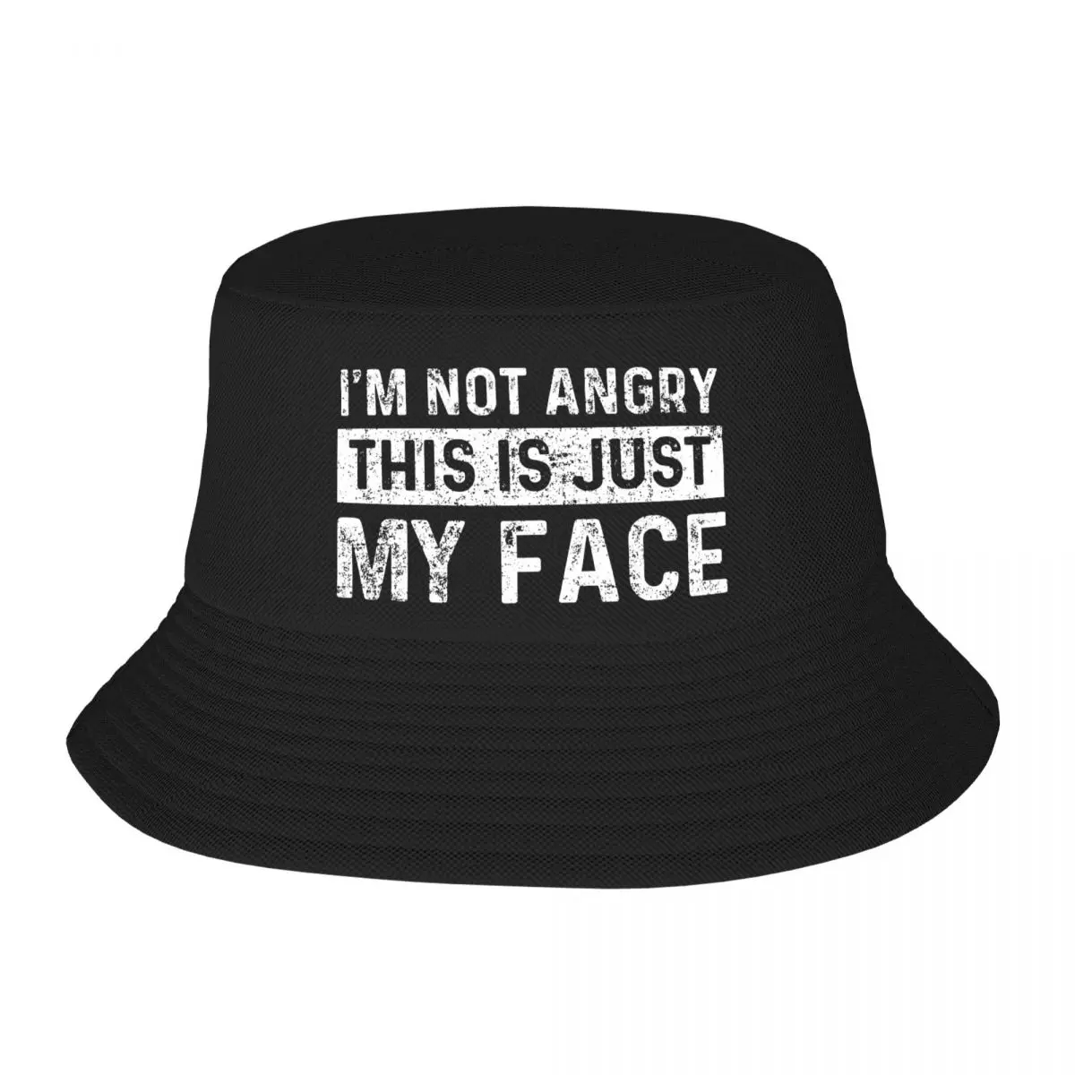 

I M Not Angry This Is Just My Face Print Bucket Hat Double Side Reversible Bob Hats Fisherman Cap Travel Sunscreen
