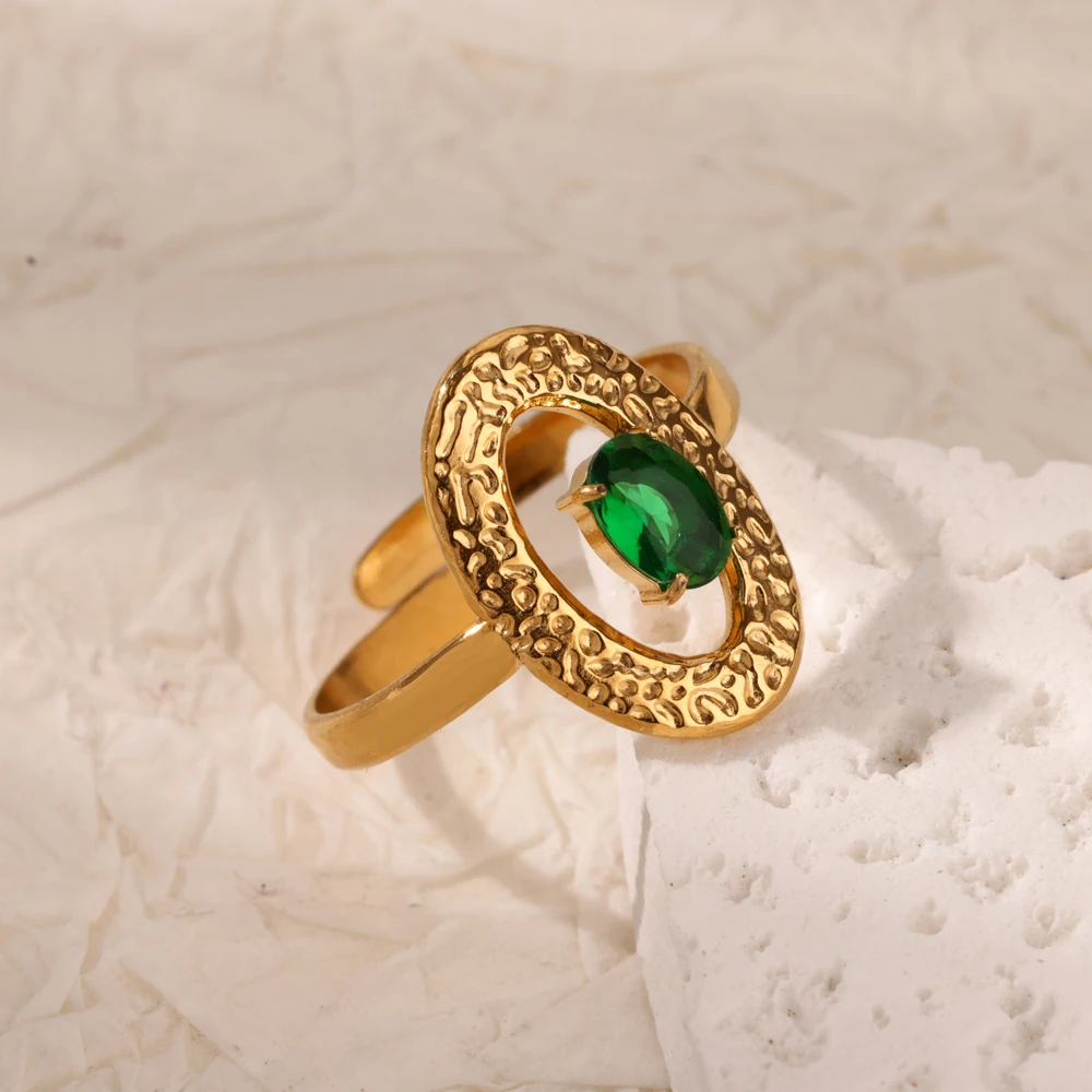 Zircon Green Oval Rings For Women