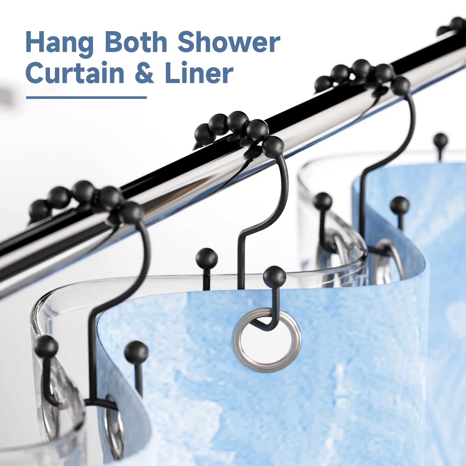 Shower Curtain Hooks Rings, Rust-Resistant Metal Double Glide Shower Hooks  for Bathroom Shower Rods Curtains, Set of 12 Hooks - AliExpress