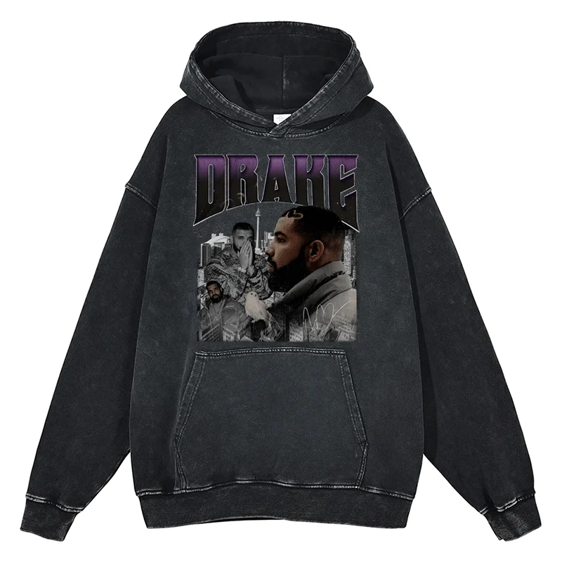 Drake Alphabet Print Hoodies Winter Quality Cotton Vintage Sweatshirt Fashion Hip Hop Men Women Oversized Black Streetwear Tops