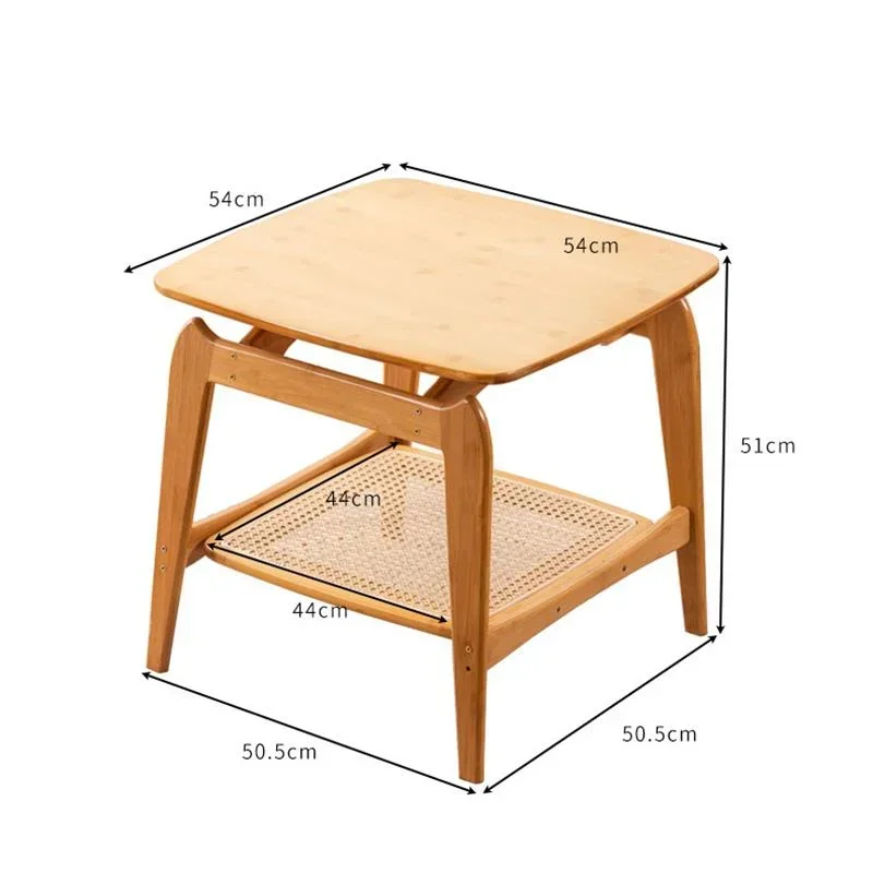 Simple Solid Wood And Bamboo Sofa Side Table Creative Modern Double-layer Storage Table Small Unit Side Cabinet Coffee