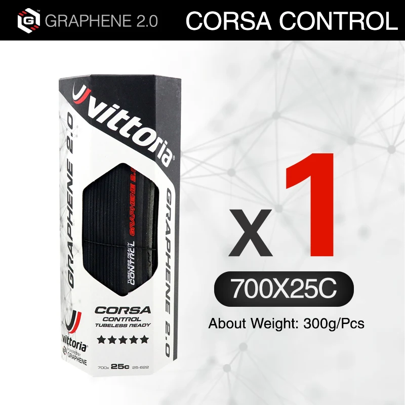Pneu Vittoria Corsa Graphene 2.0 Tubeless Ready 700x25c - Noir, Pliable Et Performant