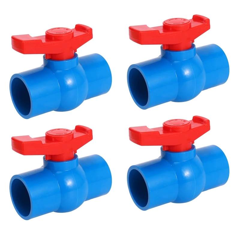 

Big Deal 4X 40Mm X 40Mm Slip Full Port Red Handle Lever U-PVC Ball Valve Blue