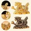 Chinese Auspicious Money Gold Dragon Statuette Resin Sculpture Feng Shui For Living Room Office Wine Cabinet  Dragon Figurines 4
