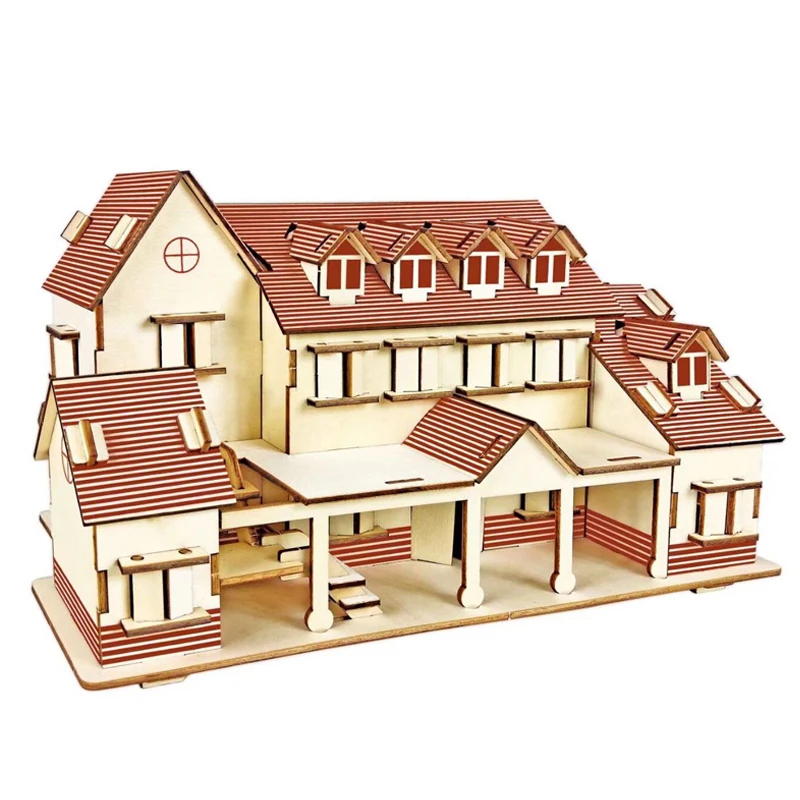 3D dřevěný hraček puzzle vila dr. house budova modelka lupenková pil a DIY psací stůl příslušenství domácí pokoj dekorace stůl dekorace pro děti děti