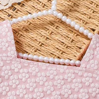 Robe de princesse rose pour filles, Style automne-hiver, manches bulles, Texture perle, haut, jupe en Tulle, taille, nœud papillon, élément doux 3