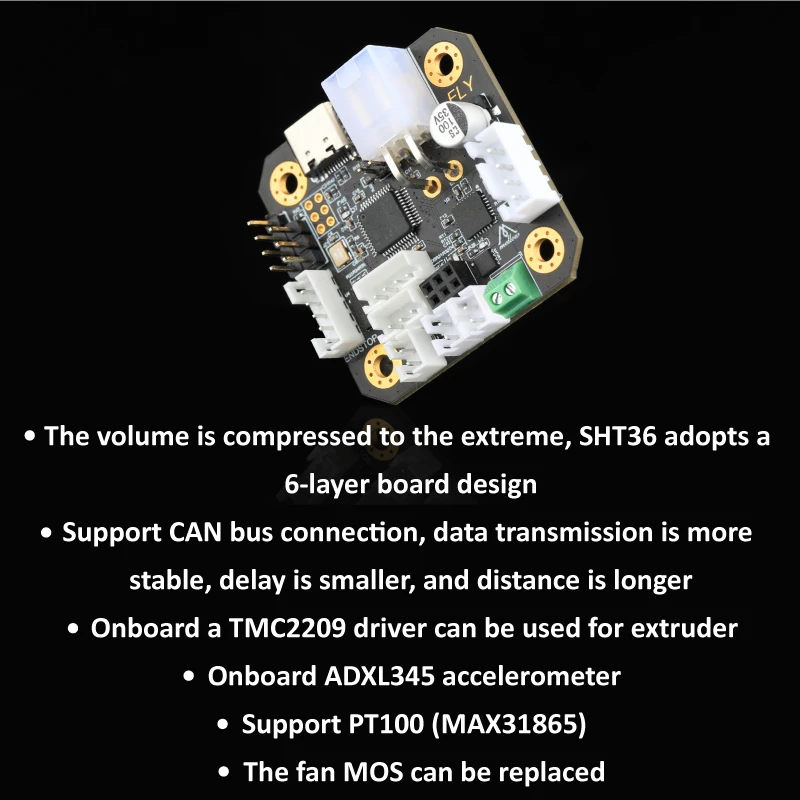Mellow Fly-placa Sht Fly-placa Utoc para Klipper Hotend Headtool Canbus Canable e Usb Pt100 para Blv Ender V-core3 Impressora 3d - Imagem 4