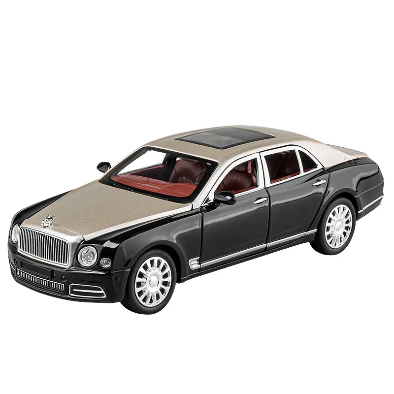 1:24 Scale Diecast Bentley Mulsanne Model Car – Gold, With Sound & Light, Doors/Hood Open