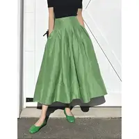 French elegant retro green umbrella skirt, temperament high-waisted slim fluffy skirt, ladies half skirt - Image 4