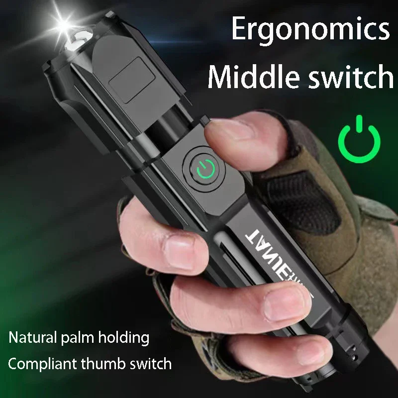 Tactical Military Search Flash Light White Laser Flashlight LEP 4999 Meter Built in 18650 Battery USB Fast Charging Rechargeable