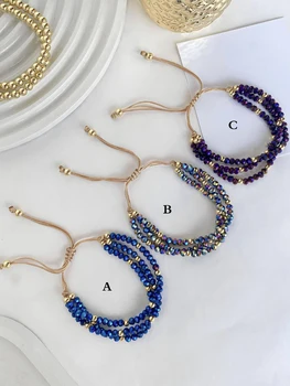 Bohemian handmade colorful crystal beaded bracelet for women's vacation party jewelry