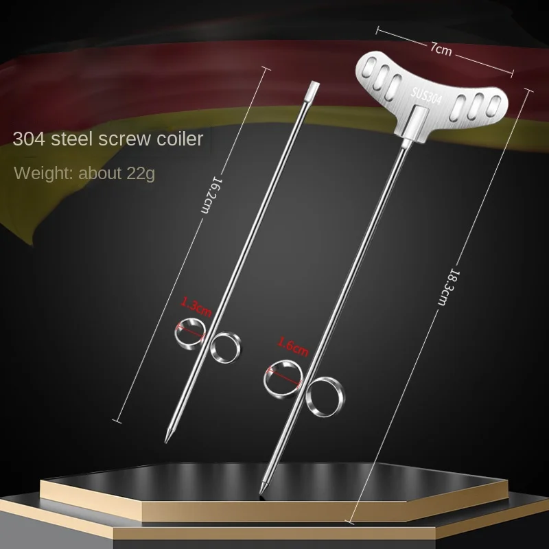 סכין ספירלה לירקות מפלדת אל-חלד 304 כלי חריטה למסעדה, מלפפון, סלט, קוצץ ידני עם מסמר ספירלה